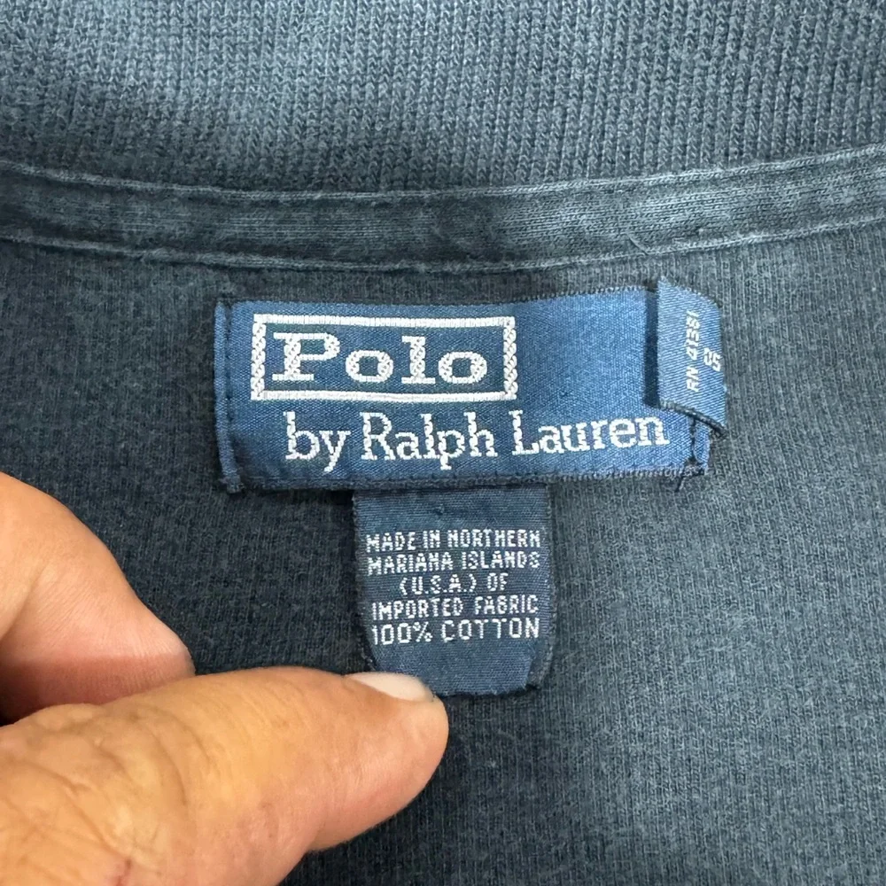 Vintage Polo Ralph Lauren Estate Rib Knit Sweater‎ Navy 1/4 Zip Pullover 2XL Big